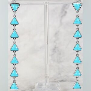 Ambers Allie Triangle Turquoise Colored Stone Long Dangle Earrings